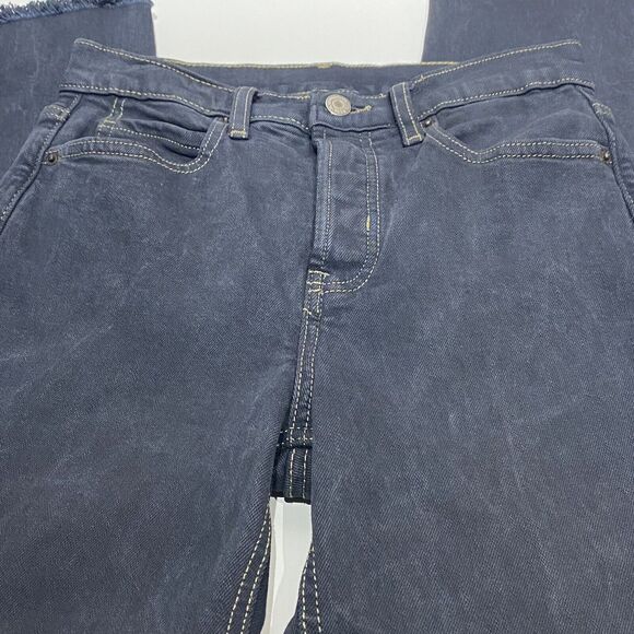 Old Navy Jeans Women 2 Faded Black Ultra High Rise Ankle Raw Fray Hem Button-Fly - Picture 3 of 9